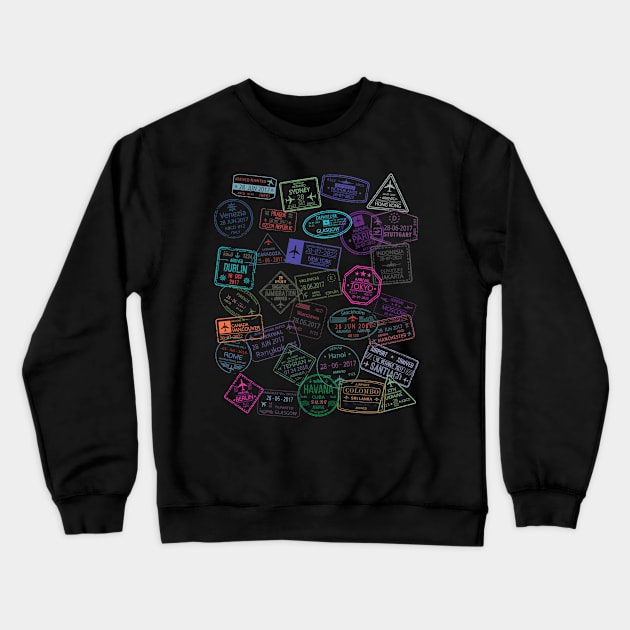 Travel city stamps Crewneck Sweatshirt by Funtomass